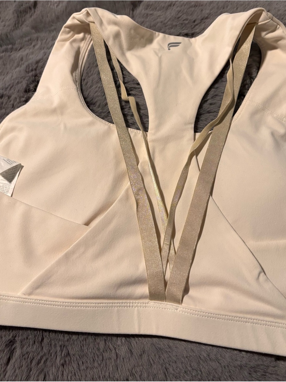 Fabletics Cream Racerback Sports Bra - Picture 2 of 3